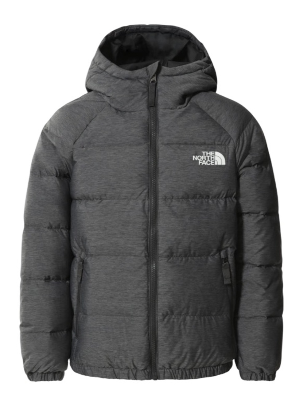 The North Face Kids Hooded Puffer Jacket - Charcoal Sz Medium Reversible